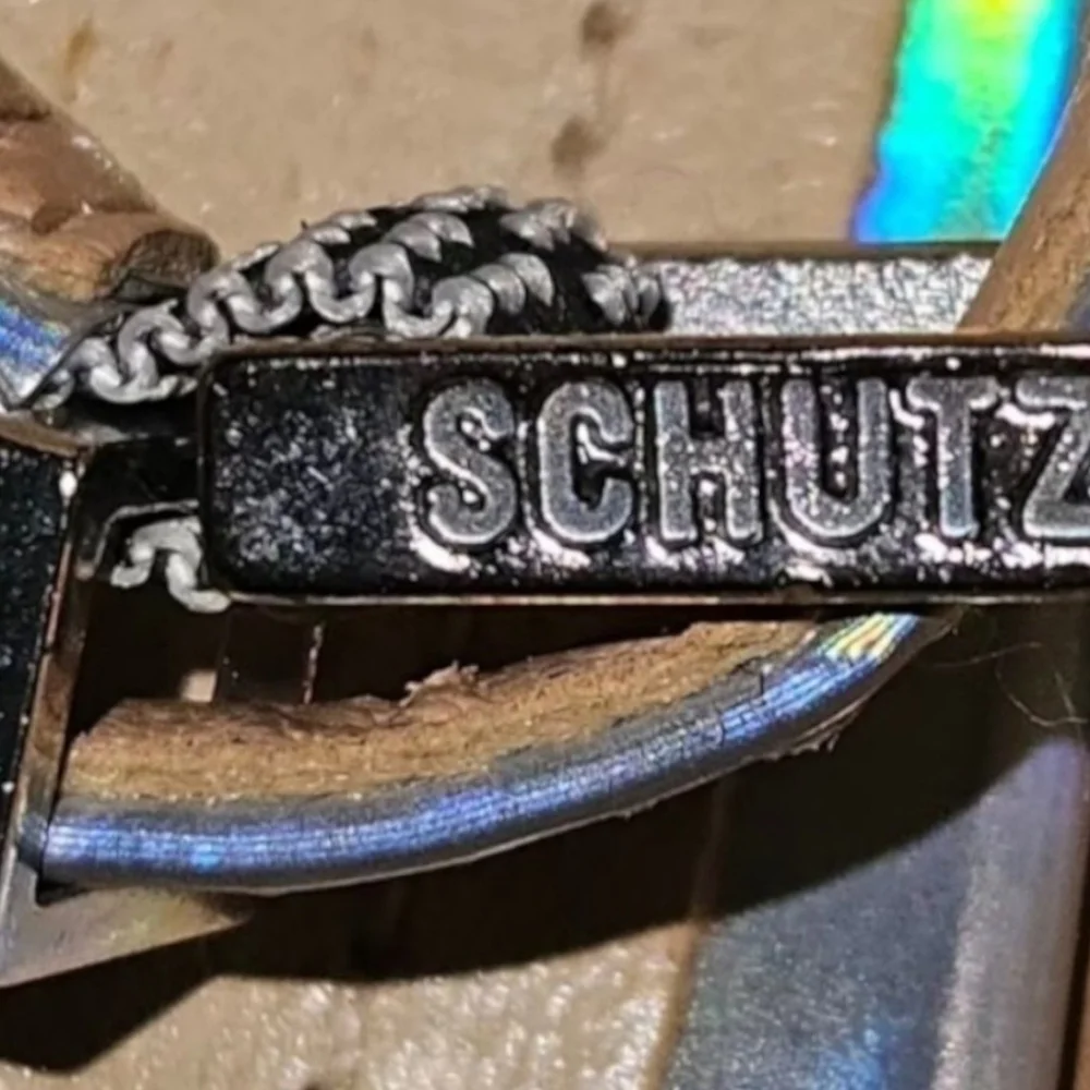 Schutz Renee 9B Holographic Platform Heels Leather